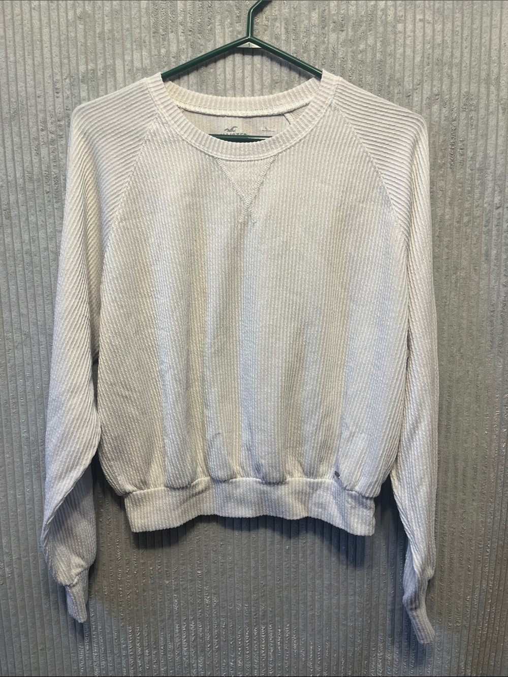 Hollister White Ribbed Long Sleeve Medium